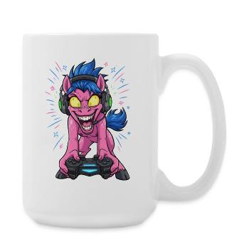 Gamer Pony Neon Headset with Lightning Colors Gaming - Large Mug 440 ml - white - Right