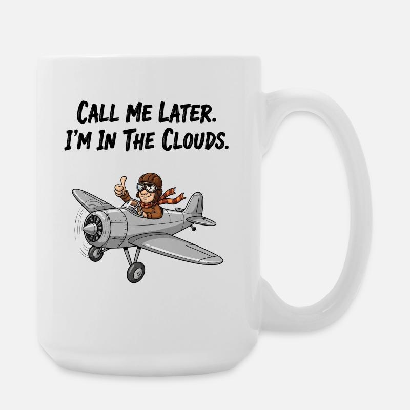 Aviator Saying: Now in the Clouds Pilot Style - Large Mug 440 ml - white