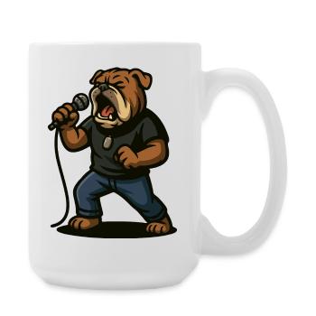 Rock Singer Bulldog with Microphone Art - Large Mug 440 ml - white - Right
