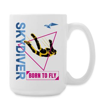 Fallschirmspringender Fallschirmspringer | Geboren zum Fliegen - Große Tasse 440 ml - Weiß - Rechts