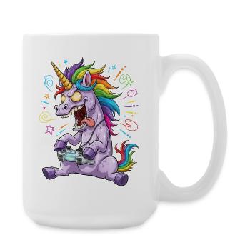 Joueur de licornes arc-en-ciel complètement drôle - Grande tasse 440 ml - blanc - Droite