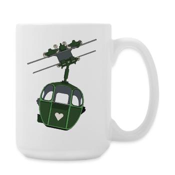 Green Cable Car Heart Motif - Large Mug 440 ml - white - Right