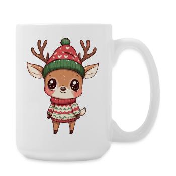 Hirsch Weihnachten Xmas - Große Tasse 440 ml - Weiß - Rechts