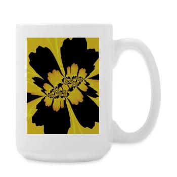 Gelb Schwarz Blume - Große Tasse 440 ml - Weiß - Rechts