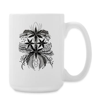 Blumen-Mandala Ornament - Große Tasse 440 ml - Weiß - Rechts