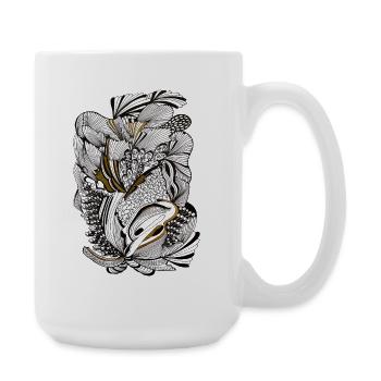 Noir Blattwerk Gold Akzent - Große Tasse 440 ml - Weiß - Rechts