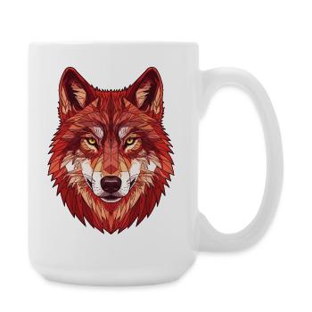 Loup Rouge Géométrique - Grande tasse 440 ml - blanc - Droite