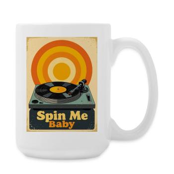 Disque vinyle rétro avec une chaleur vibrante - Grande tasse 440 ml - blanc - Droite