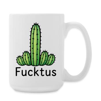 Lustige Kaktus-Wortspiel-Illustration – "Fucktus" - Große Tasse 440 ml - Weiß - Rechts
