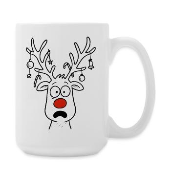Renne de Noël Rudolph - Renne de Noël - Grande tasse 440 ml - blanc - Droite