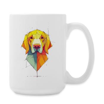 Geometrischer Hundeporträt - Große Tasse 440 ml - Weiß - Rechts