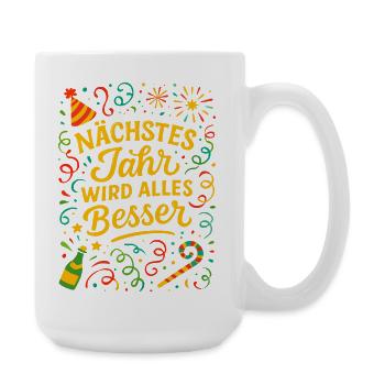 Feuerwerk Silvester Konfetti Glück Neujahr - Große Tasse 440 ml - Weiß - Rechts