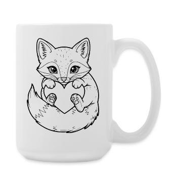 Süßer Fuchs mit Herz – für Tierfreunde - Große Tasse 440 ml - Weiß - Rechts