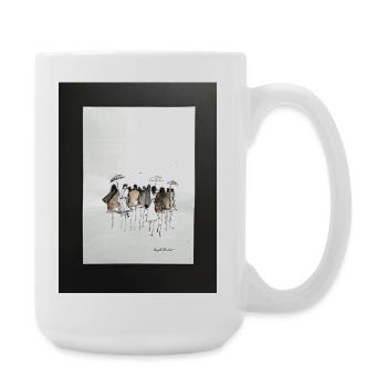 Fashion, people abstract. Watercolor with ink - Large Mug 440 ml - white - Right