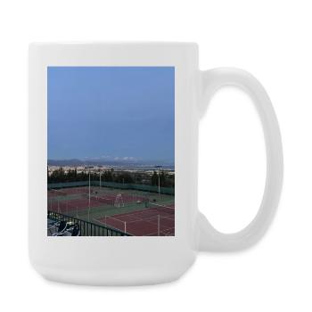 Panorama tennis facility over the city - Large Mug 440 ml - white - Right