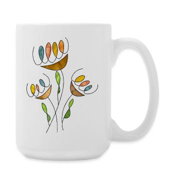 Blumen - Große Tasse 440 ml - Weiß - Rechts