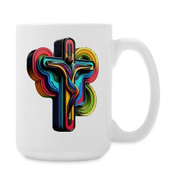 Vibrant Rainbow Cross Pop Art - Large Mug 440 ml - white - Right