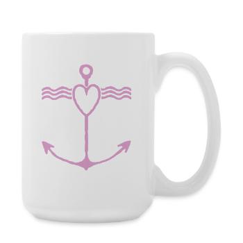 Heart Anchor Wave Design - Large Mug 440 ml - white - Right
