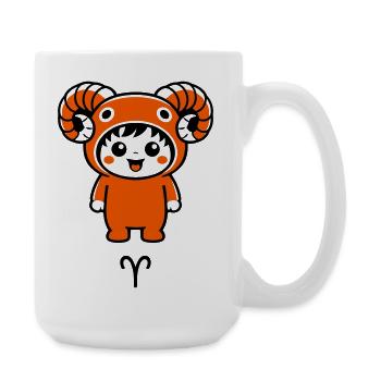 Zodiac sign Aries in Kawaii style - Large Mug 440 ml - white - Right