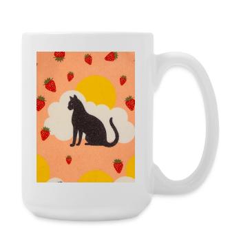 Silhouette einer Wolkenkatze in der Erdbeersonne - Große Tasse 440 ml - Weiß - Rechts