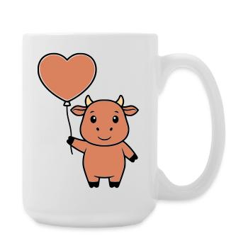 Süße Kuh Herz Ballon Liebe Vektor - Große Tasse 440 ml - Weiß - Rechts