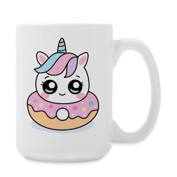 Einhorn-Donut Kawaii – Süßes Valentinsgeschenk - Große Tasse 440 ml - Weiß - Rechts