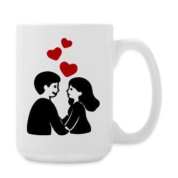 In Love Couple Heart - Large Mug 440 ml - white - Right