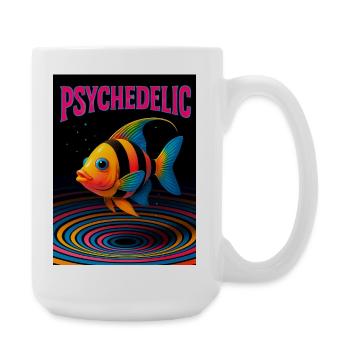 Psychedelische Fische in Spiralen - Große Tasse 440 ml - Weiß - Rechts