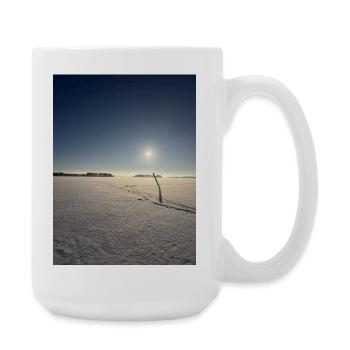 Wintermorgen am Saimaa-See - Große Tasse 440 ml - Weiß - Rechts