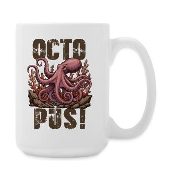 Vintage Giant Octopus Octopus - Large Mug 440 ml - white - Right