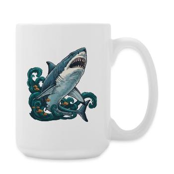 Vintage Predator Ocean White Shark - Large Mug 440 ml - white - Right