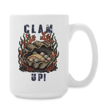Vintage Clam Up Shell Humor - Large Mug 440 ml - white - Right