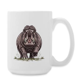 Nilpferd an der Macht Wilde Macht - Große Tasse 440 ml - Weiß - Rechts
