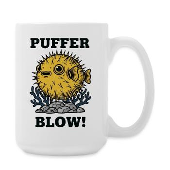 Humor Fisch Kugel Puffer bläst - Große Tasse 440 ml - Weiß - Rechts