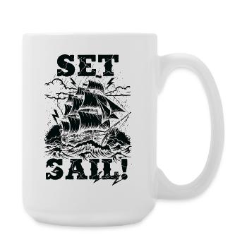 Vintage Black Storm Sail Set - Large Mug 440 ml - white - Right