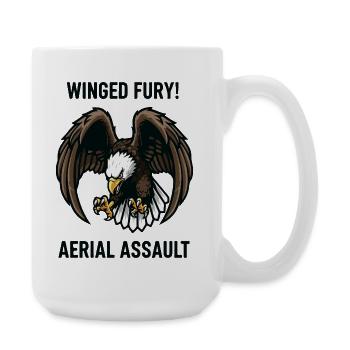 Angriff des geflügelten Zorns Goldadler - Große Tasse 440 ml - Weiß - Rechts