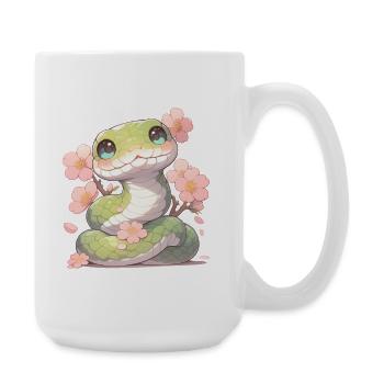 Kawaii Snake Sakura - Year of the Snake Chibi - Large Mug 440 ml - white - Right