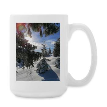 Winter Forest Rays of sunshine in the snow - Large Mug 440 ml - white - Right