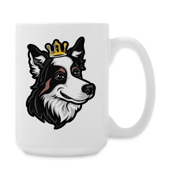 Couronne de chien Border Collie - Grande tasse 440 ml - blanc - Droite