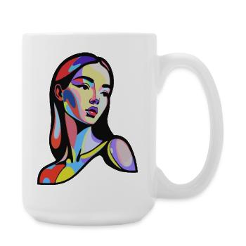 Portrait abstrait coloré dans le style pop art - Grande tasse 440 ml - blanc - Droite