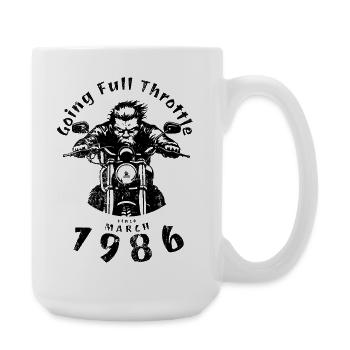 40. Geburtstag Going Full Throttle Since 03/1986 - Große Tasse 440 ml - Weiß - Rechts