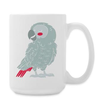 Papagei Grau Graupapagei - Große Tasse 440 ml - Weiß - Rechts