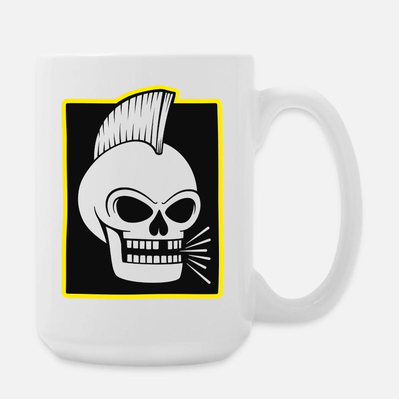 Punk Rock Skull With Mohawk - Large Mug 440 ml - white