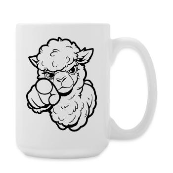 Freches Alpaka zeigt auf dich - Große Tasse 440 ml - Weiß - Rechts