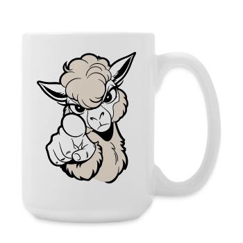 Cheeky alpaca pointing at the viewer - Large Mug 440 ml - white - Right