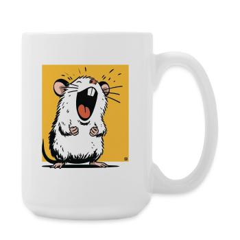 Lachende Ratte auf gelbem Hintergrund - Große Tasse 440 ml - Weiß - Rechts