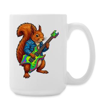 Écureuil avec veste et guitare électrique - Grande tasse 440 ml - blanc - Droite