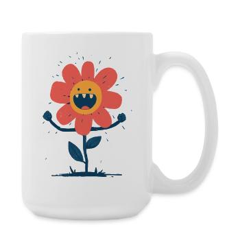 Lachende Monsterblume - Große Tasse 440 ml - Weiß - Rechts