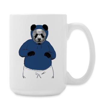 Cool Panda Bear Blue Hoodie Urban Streetwear Art - Large Mug 440 ml - white - Right