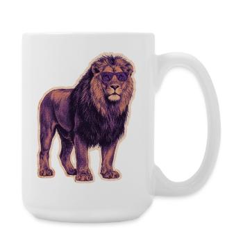 Cool lion with sunglasses - Large Mug 440 ml - white - Right